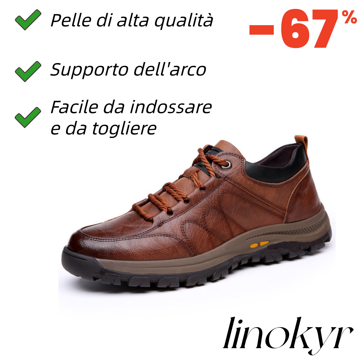 Scarpe ortopediche Linokyr® | Realizzate in vera pelle, morbide e comode per un comfort immediato.