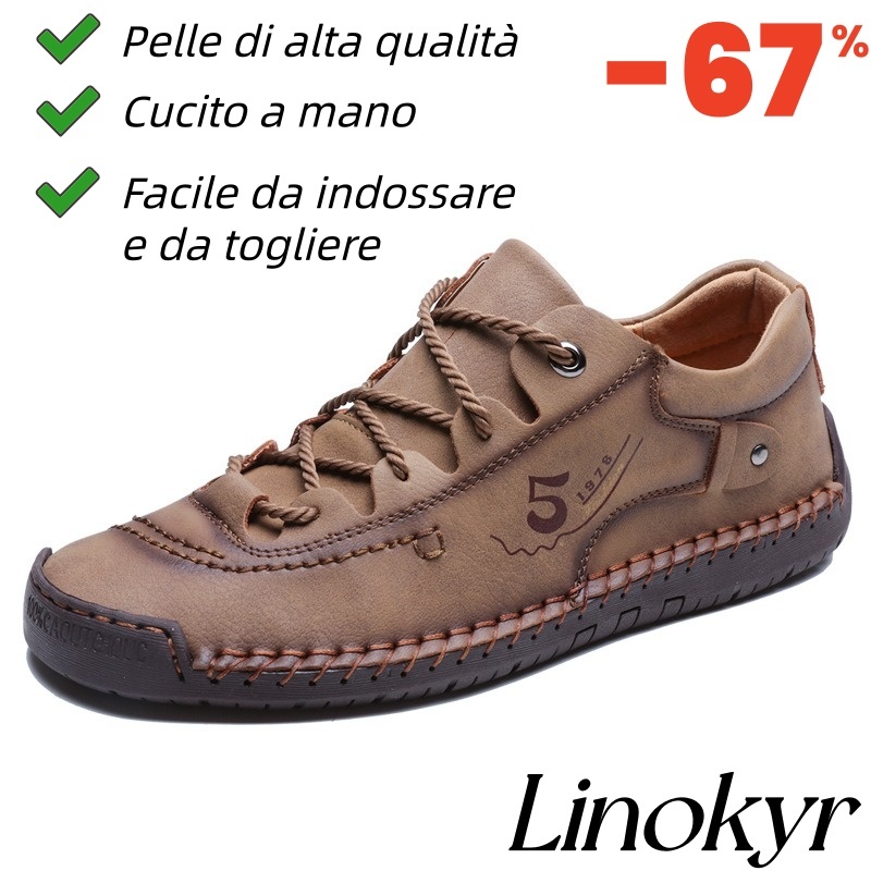 Scarpe ortopediche Linokyr® - Adatte per camminare tutto il giorno, alleviano il dolore a piedi, ginocchia e schiena - Realizzate a mano in vera pelle.