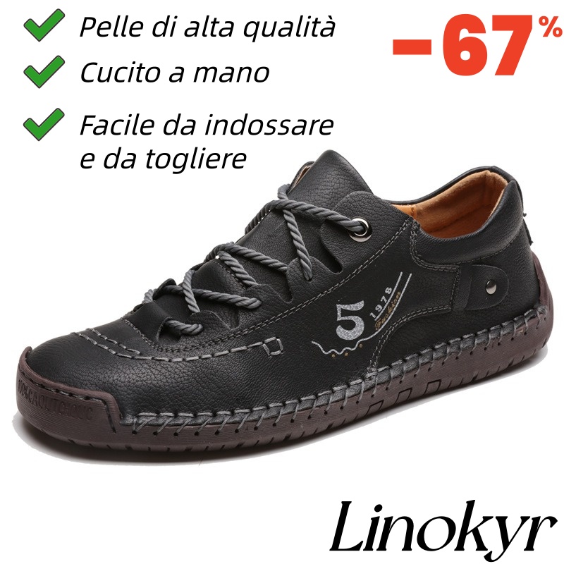 Scarpe ortopediche Linokyr® - Adatte per camminare tutto il giorno, alleviano il dolore a piedi, ginocchia e schiena - Realizzate a mano in vera pelle.