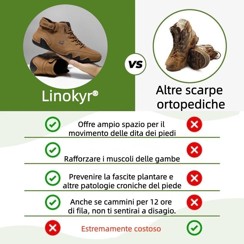 linokyr® - Scarpe ortopediche ergonomiche in pelle, impermeabili, alleviano il dolore ai piedi - unisex