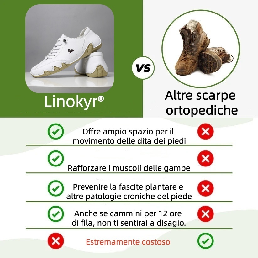 linokyr® - Scarpe ortopediche ergonomiche in pelle, impermeabili, alleviano il dolore ai piedi - unisex