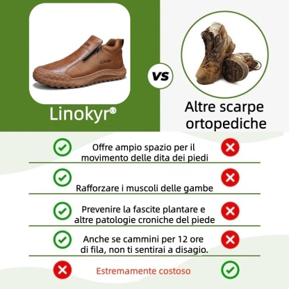 Scarpe ortopediche in pelle di prima qualità Linokyr® | Progettate ergonomicamente per alleviare il dolore alla schiena, alle gambe e ai piedi e offrire un comfort eccezionale (fatte a mano).
