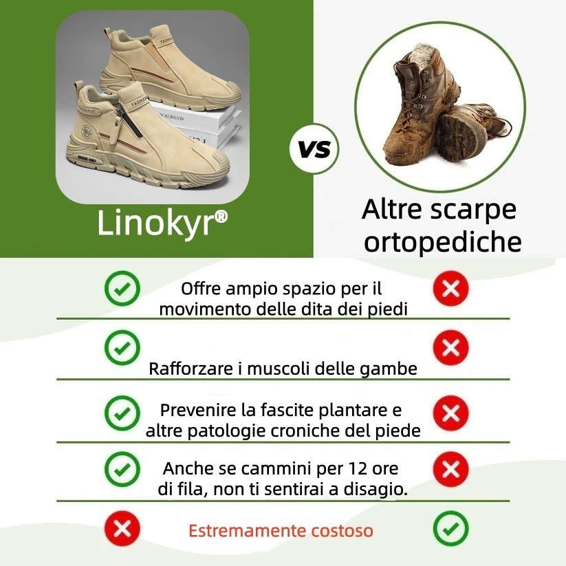 Scarpe ortopediche in pelle di prima qualità Linokyr® | Progettate ergonomicamente per alleviare il dolore alla schiena, alle ginocchia e ai piedi e offrire un comfort eccezionale (fatte a mano).