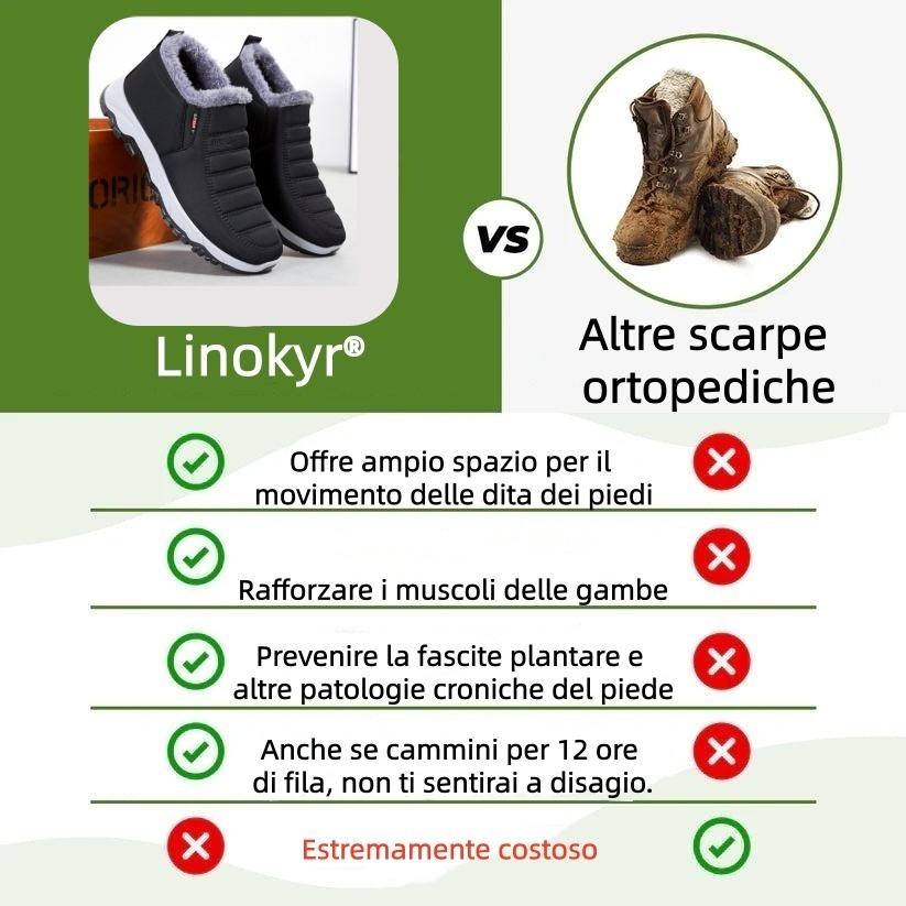 Linokyr® - Scarpa ortopedica invernale ergonomica per dolori a piedi, ginocchia e schiena - Unisex
