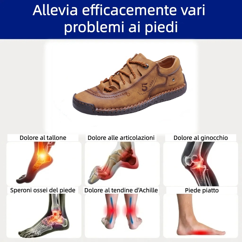 Scarpe ortopediche Linokyr® - Adatte per camminare tutto il giorno, alleviano il dolore a piedi, ginocchia e schiena - Realizzate a mano in vera pelle.