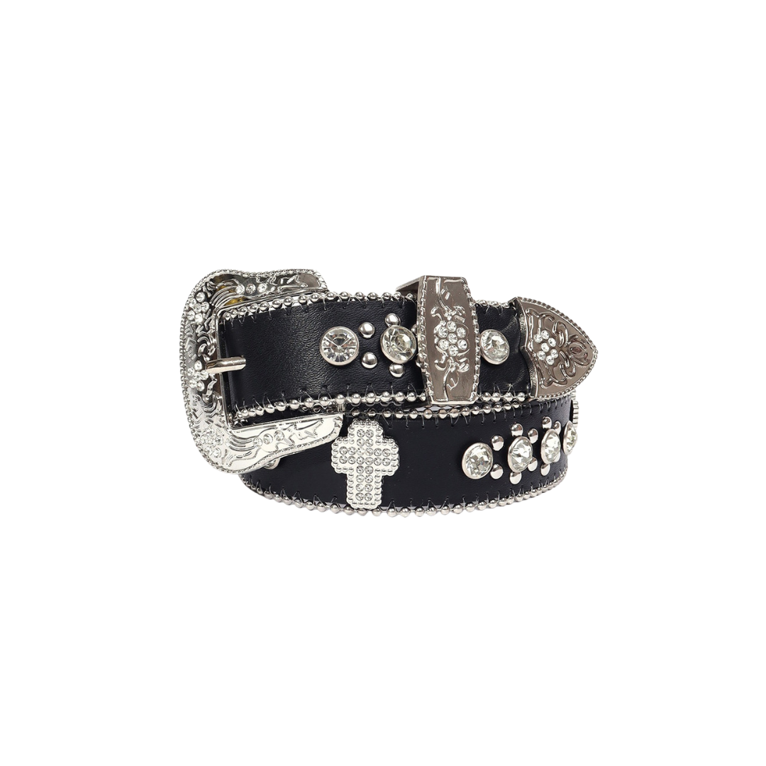 VYBES Rhinestone Cross Belt