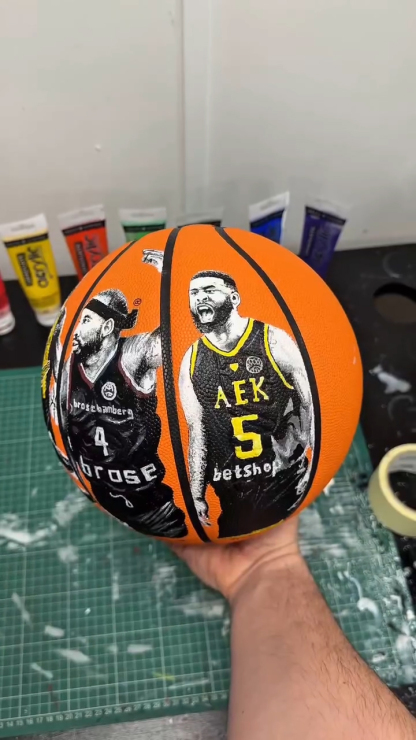 Rice and Langford Hand Painted basketball Image - 1