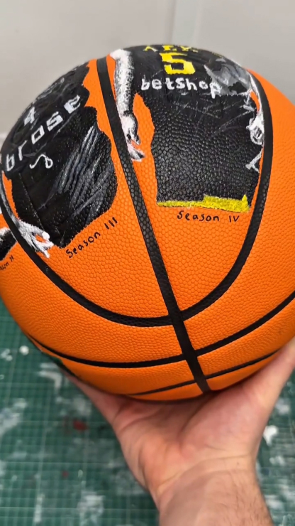 Rice and Langford Hand Painted basketball Image - 5