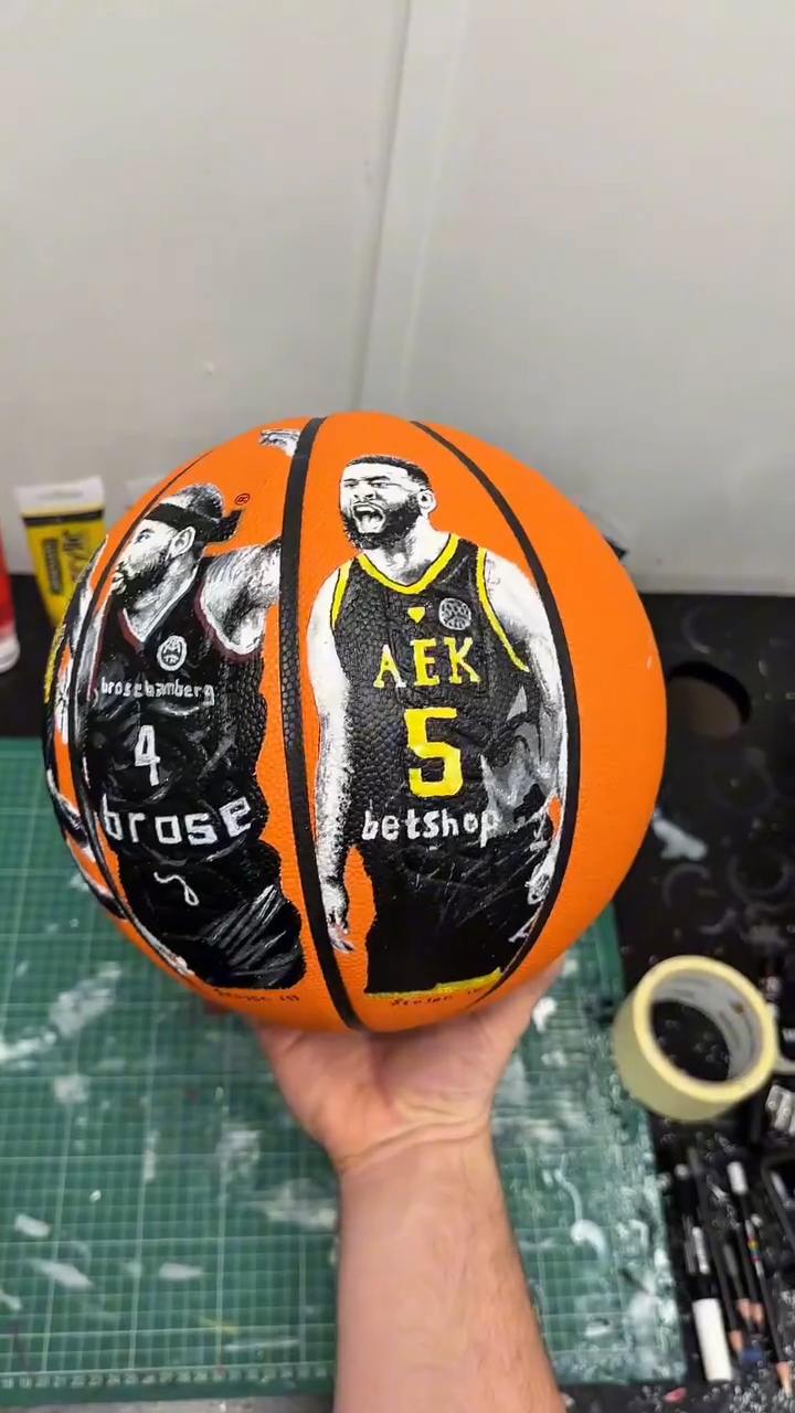Rice and Langford Hand Painted basketball Image - 2