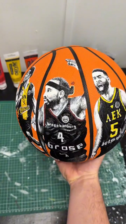 Rice and Langford Hand Painted basketball Image - 4