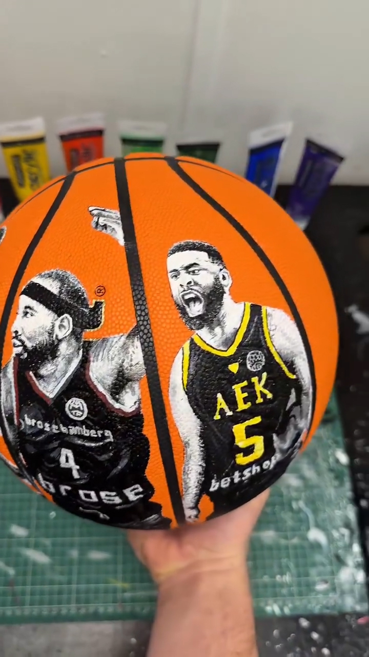 Rice and Langford Hand Painted basketball Image - 3