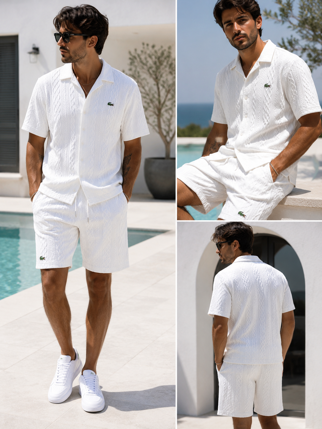 Lacoste Royal Cable Knit Set Green Edition worn by a model