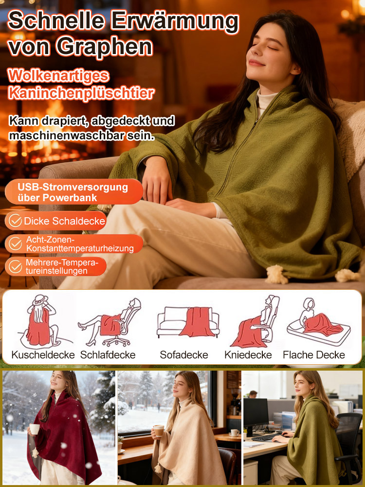 In nur 3 Sekunden wärmt er deinen ganzen Körper sofort auf! Graphen-Heizung Körper Wärmedecke