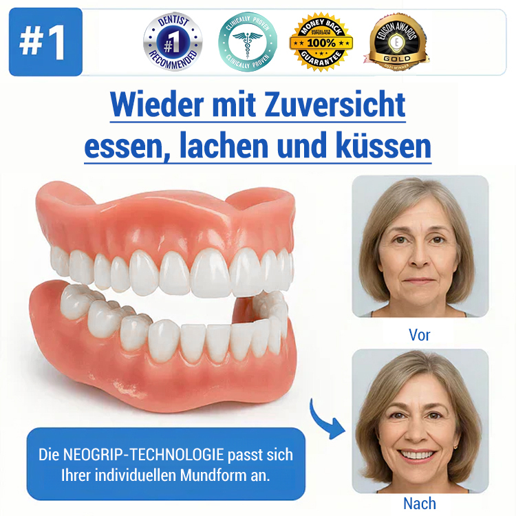 【Hergestellt in den USA, FDA-zertifiziert】Individuell angepasstes Komplett-Zahnprothesen-Set