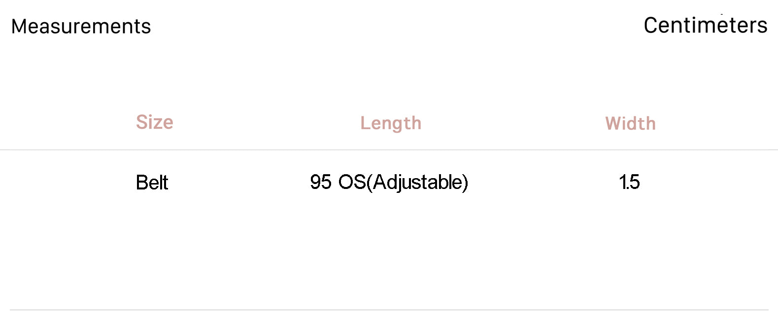 Measurements for Vintage Belt - Caramel