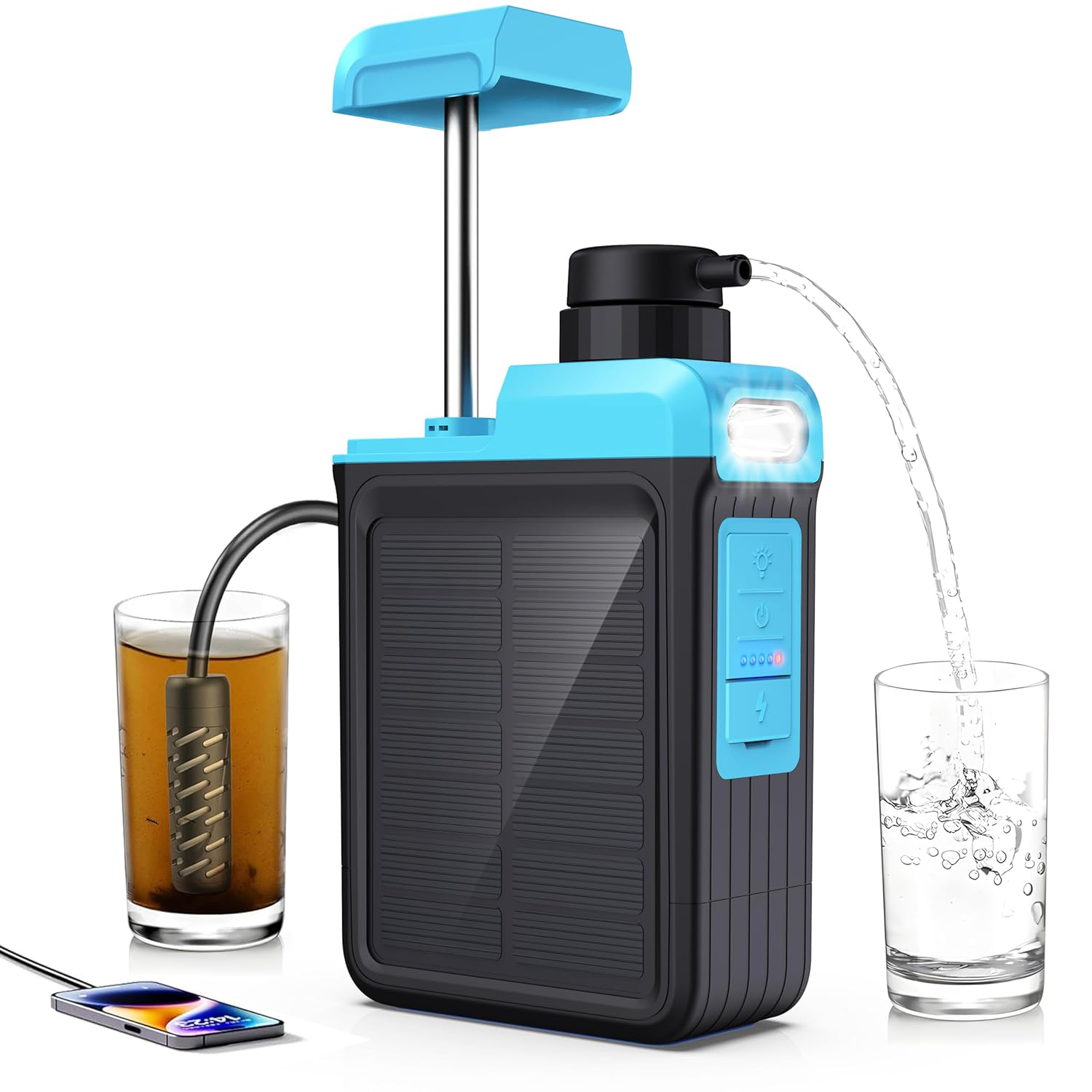 Multi Solar Water Filterfor Hiking,Camping,Travel, and Emergency Preparedness