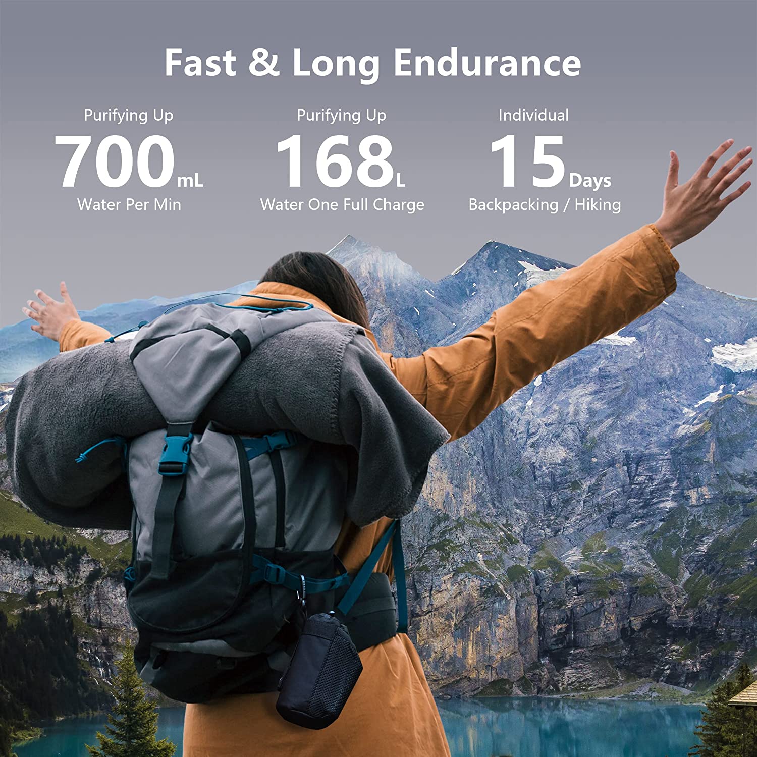 0.01 Micron Water Filtration Portable Electric Water Filter Camping Water Purifier BK2000