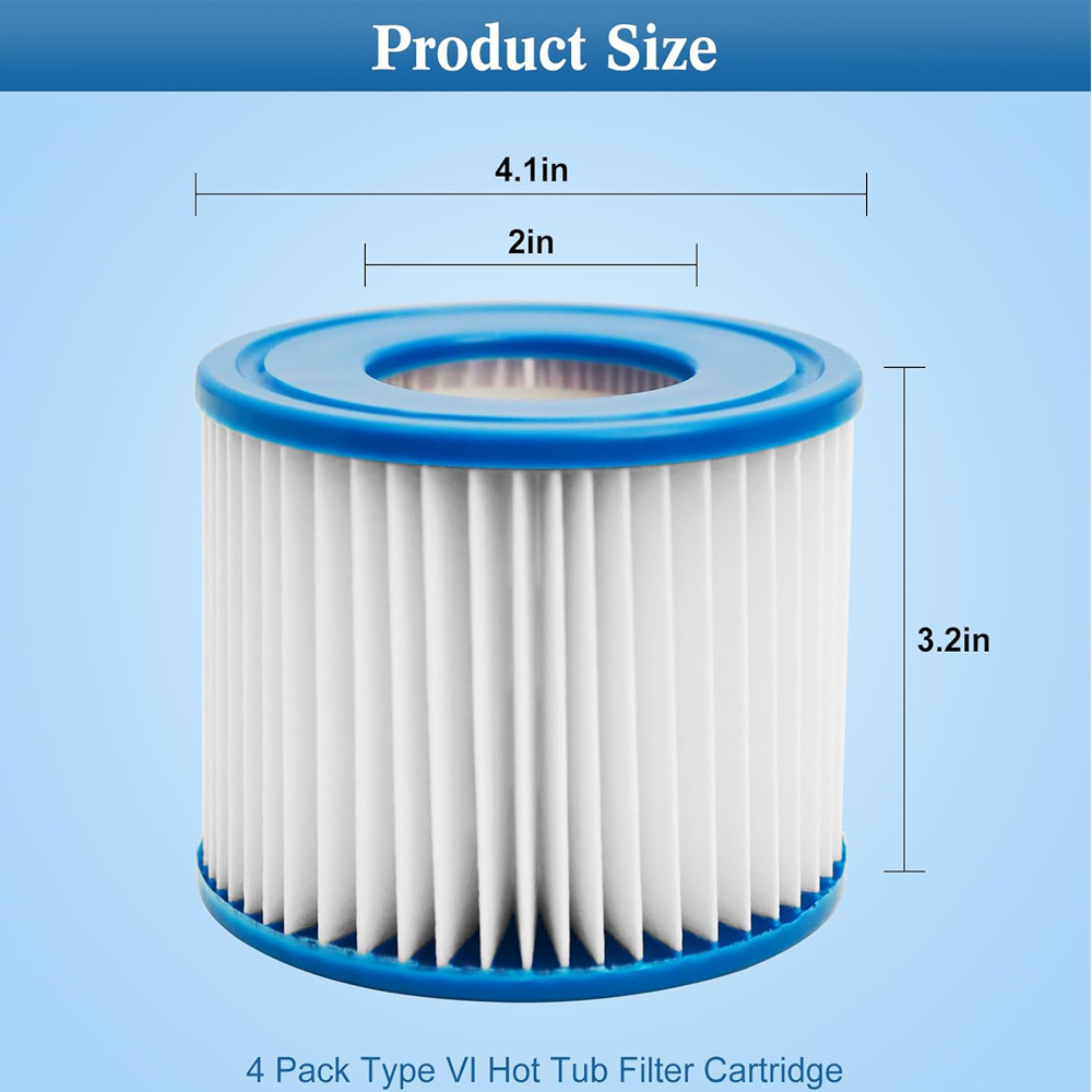 Type VI Inflatable Hot Tub Filters Cartridge and SPA Filters Replacements-4 Packs