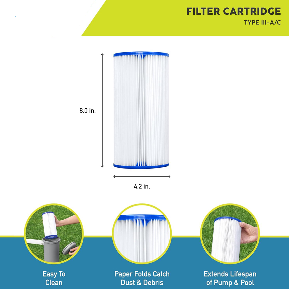 6 Packs Bestway 58012E Type III Outdoor Swimming Pool Filter Pump Cartridge