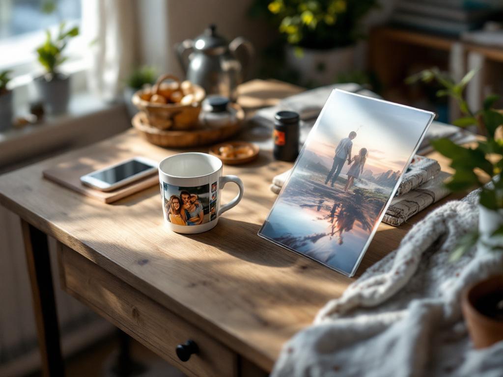 Examples of sublimation-ready blanks, including mugs, metal panels, acrylic blanks, and magnet blanks.