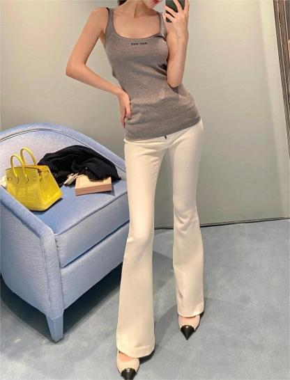 MIU25SS embroidered logo letter knit camisole