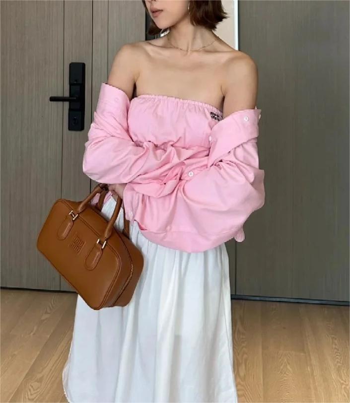 MIU monogrammed embroidered bustier