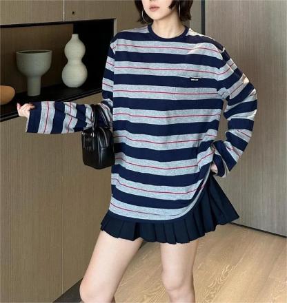 MIU25SS Striped Long Sleeve Top
