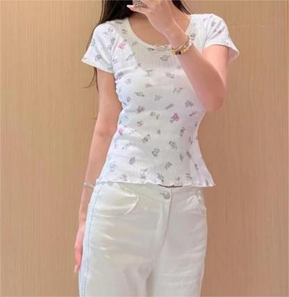 CHANE25SS Floral Bow Short Sleeve