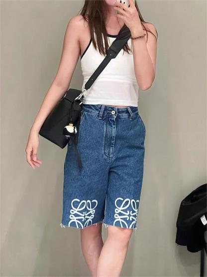 LOE denim five-quarter pants