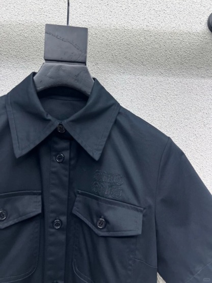 MIU French Temperament Lapel Short Sleeve Dress