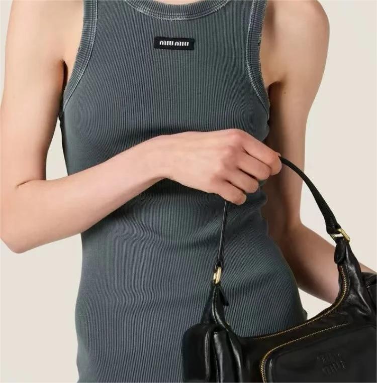 MIU25SS round neck slimming stretch cotton undershirt dress