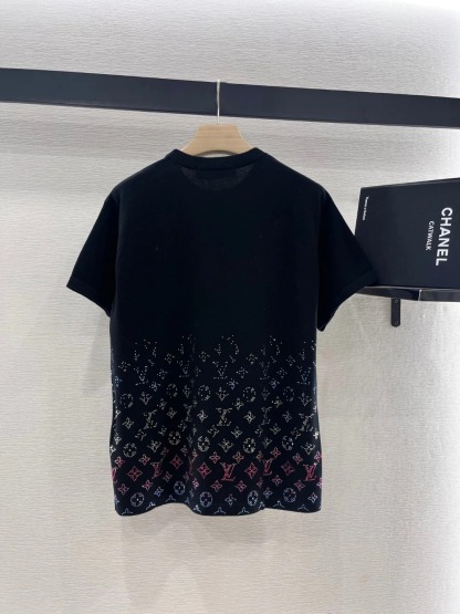 Louis Vuit25SS rhinestone trompe l'oeil jersey t-shirt