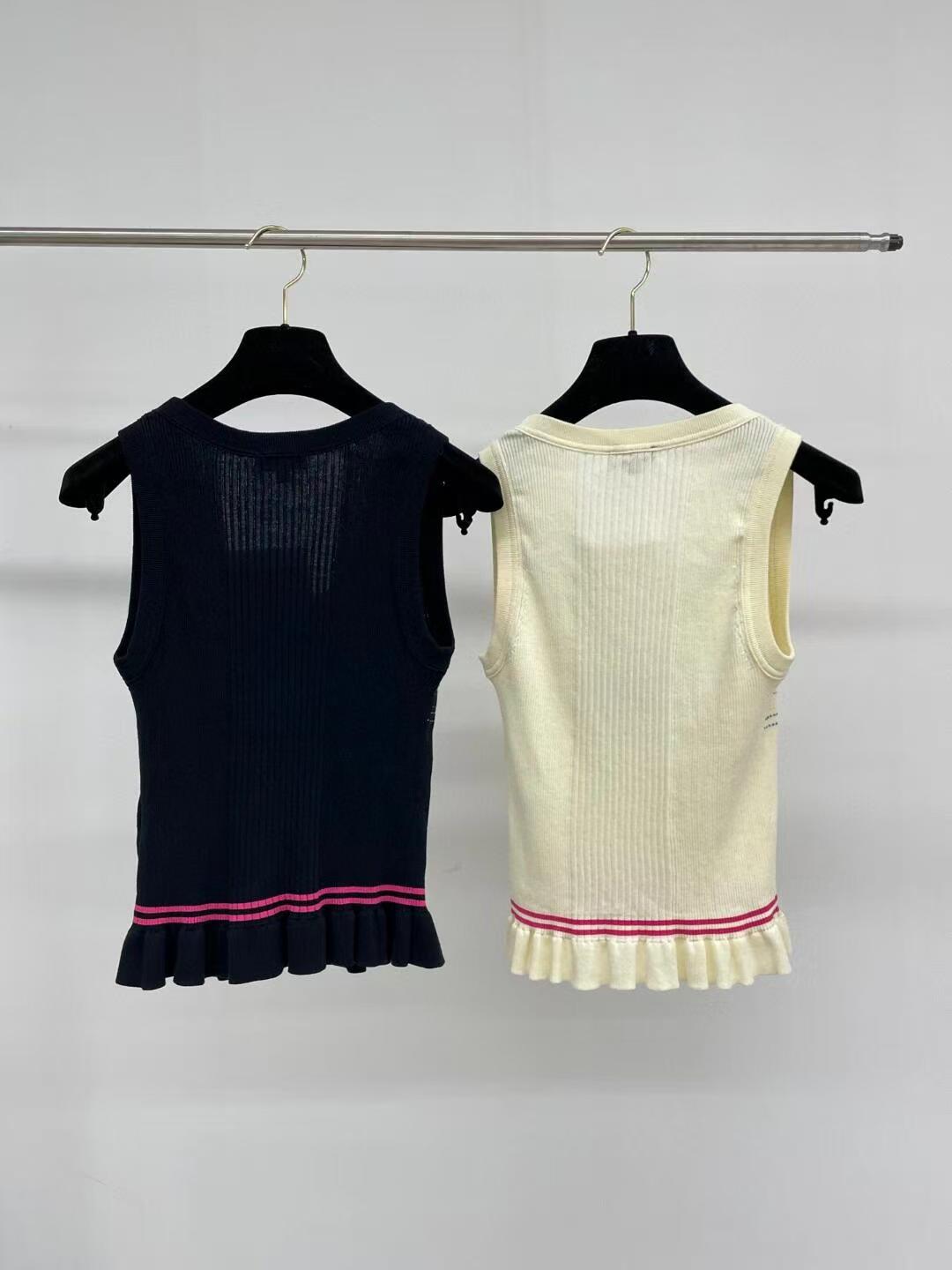 CHNEL Little Fish Knit Embroidered Cami Tank Top