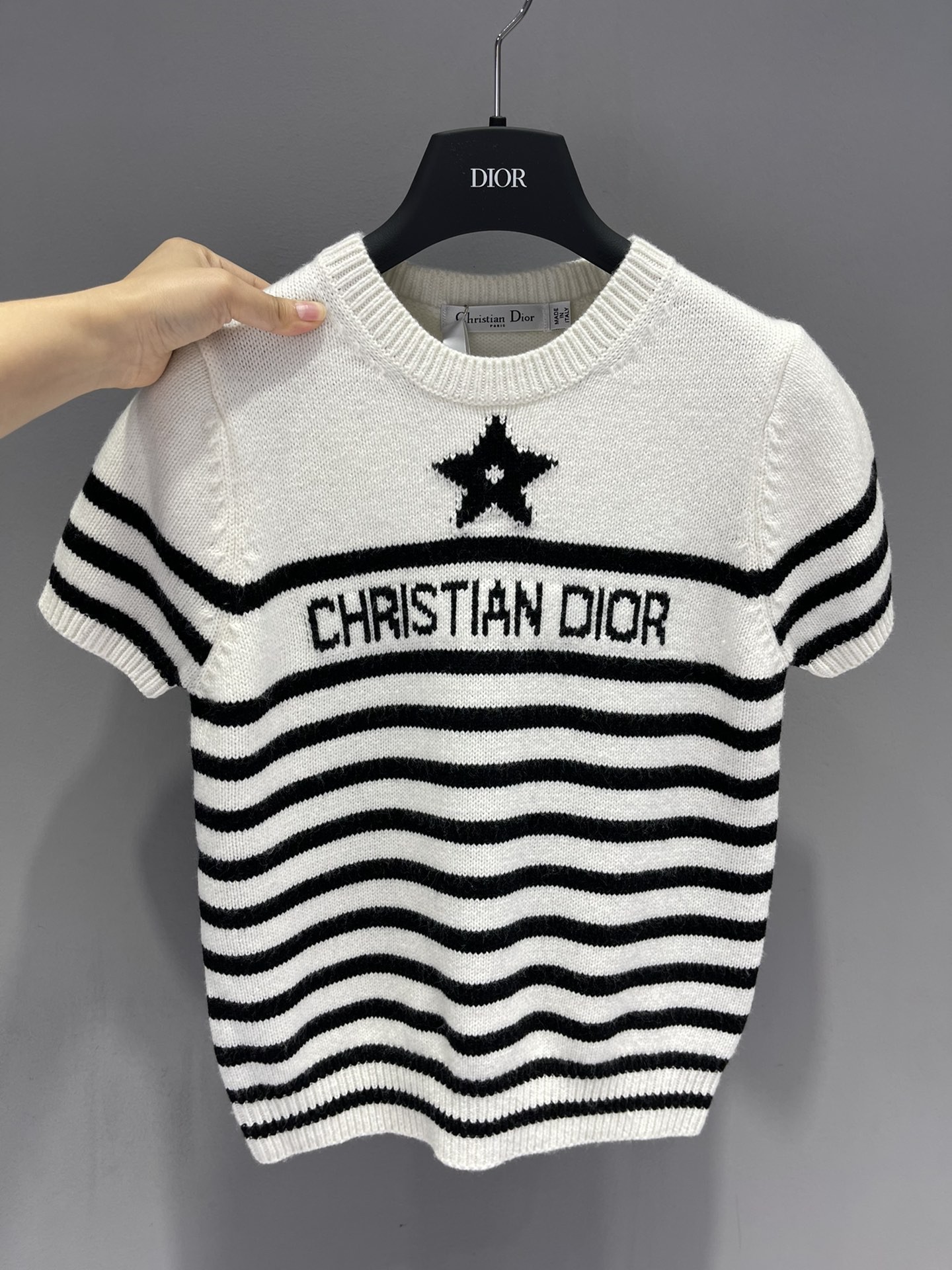 DOR Jacquard Pentagram Striped Knit Short Sleeve