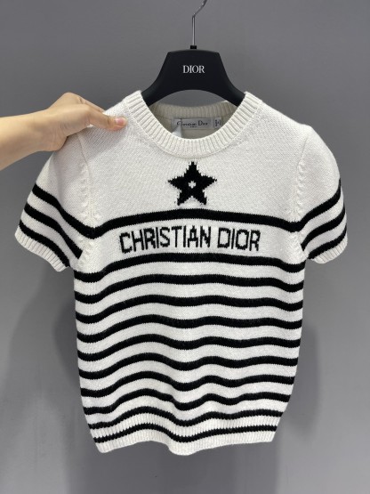 DOR Jacquard Pentagram Striped Knit Short Sleeve