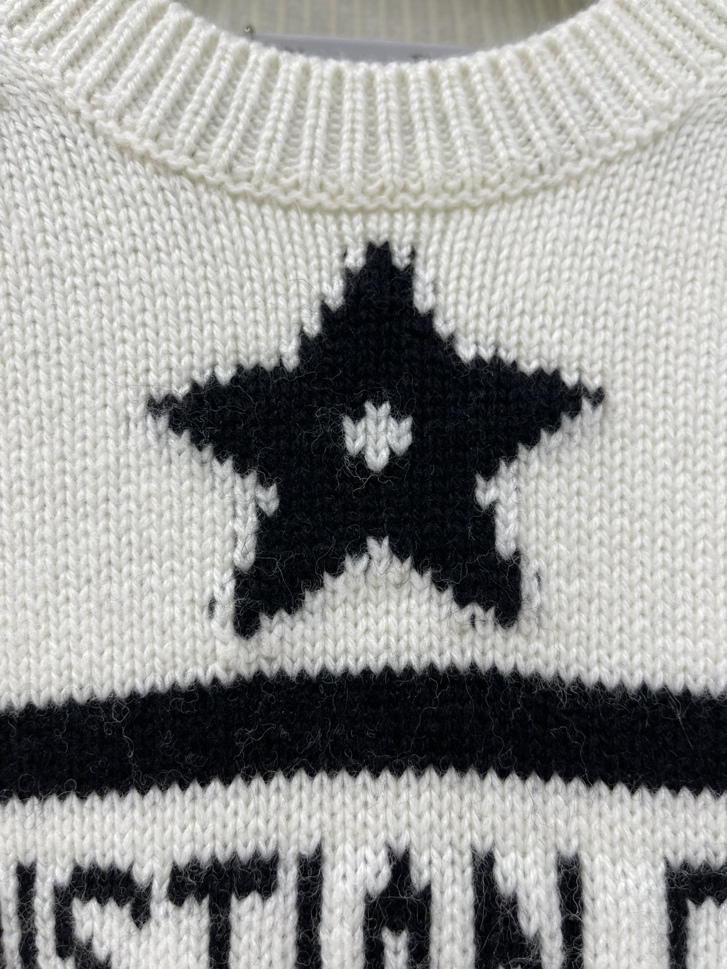 DOR Jacquard Pentagram Striped Knit Short Sleeve