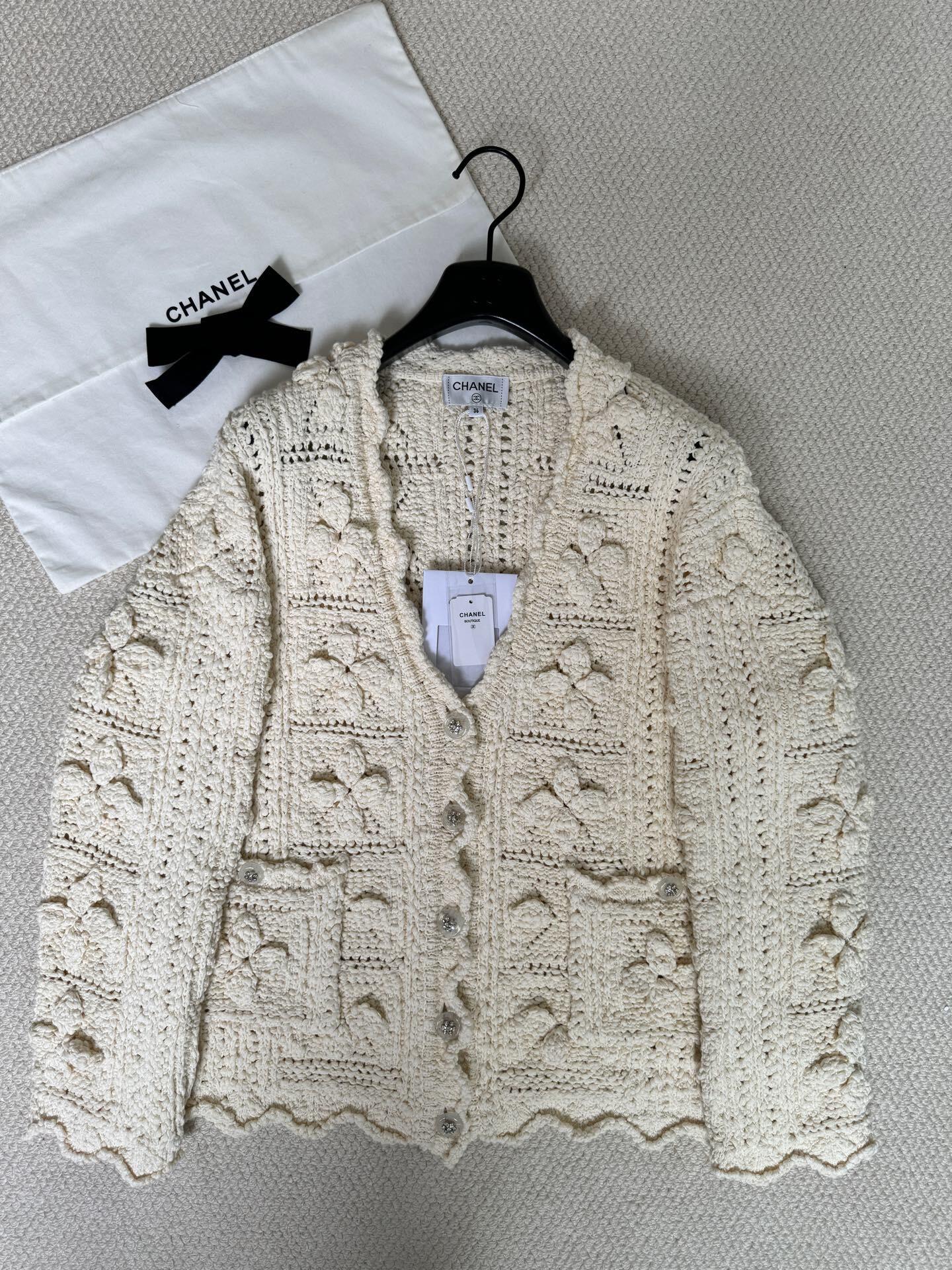 CHNEL Embossed Cropped Cardigan Sweater