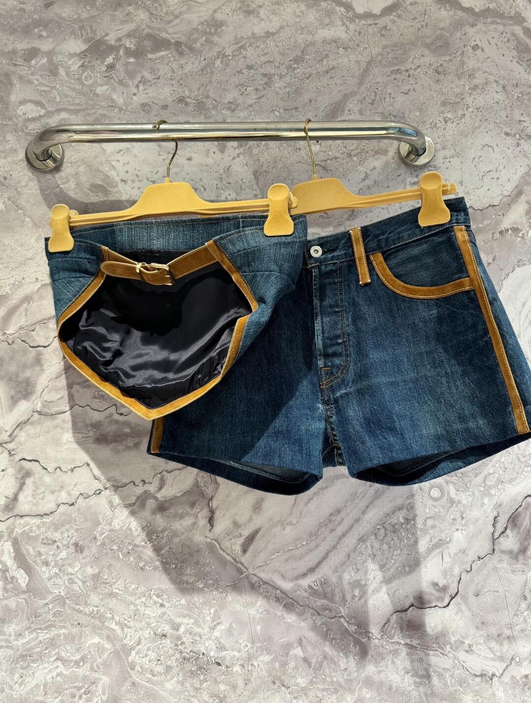 Miu Denim Patchwork Leather Bustier