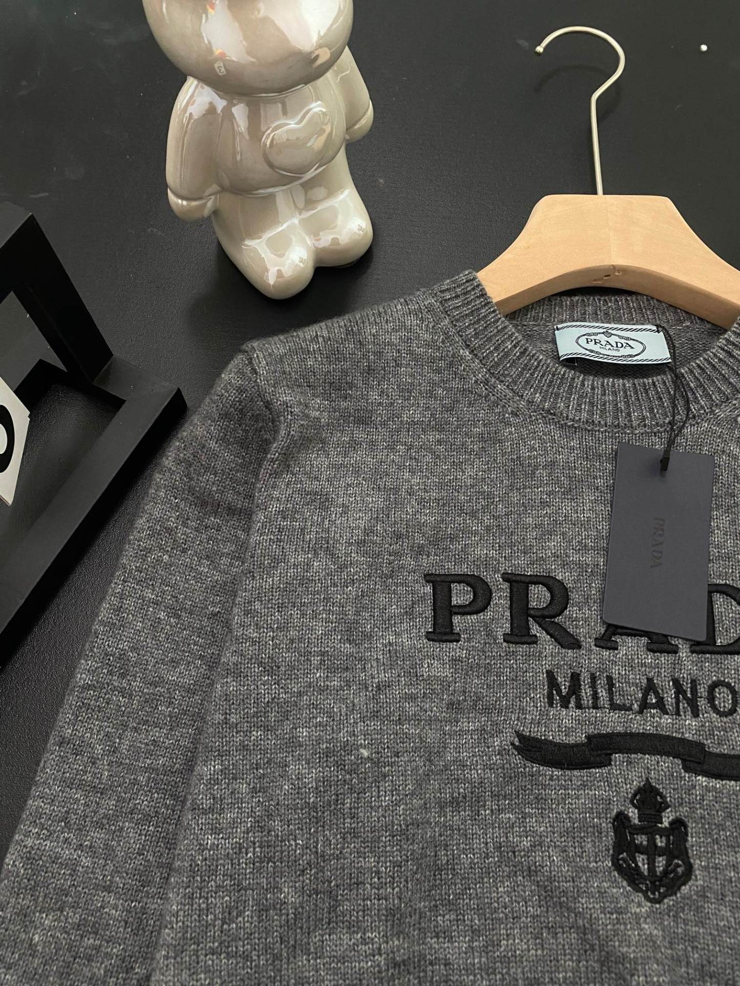PRAD25SS Monogrammed Embroidered Long Sleeve Sweater