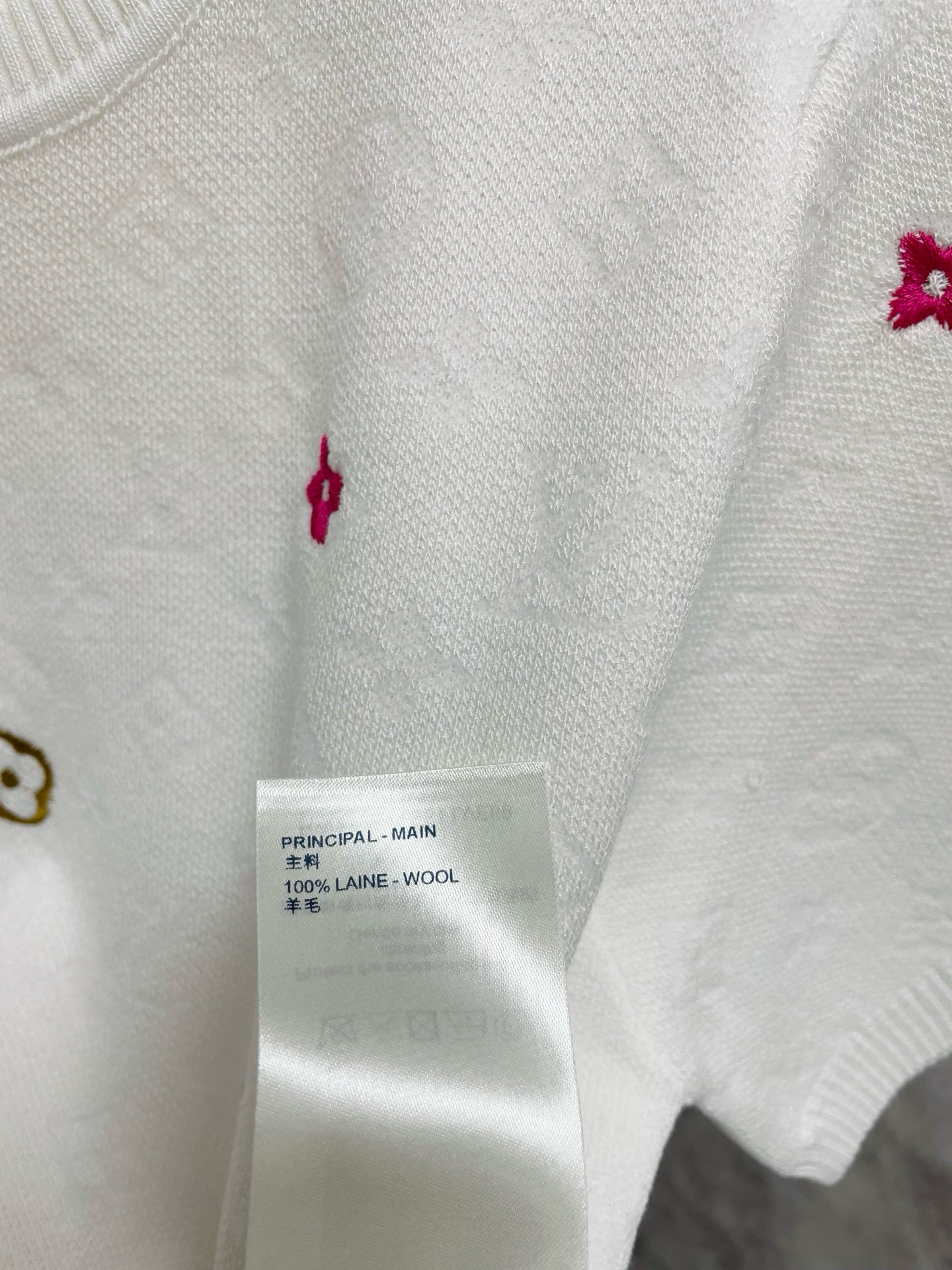 Louis Vuit25SS Flower Colourful Embroidery Embellished Round Neck Short Sleeve