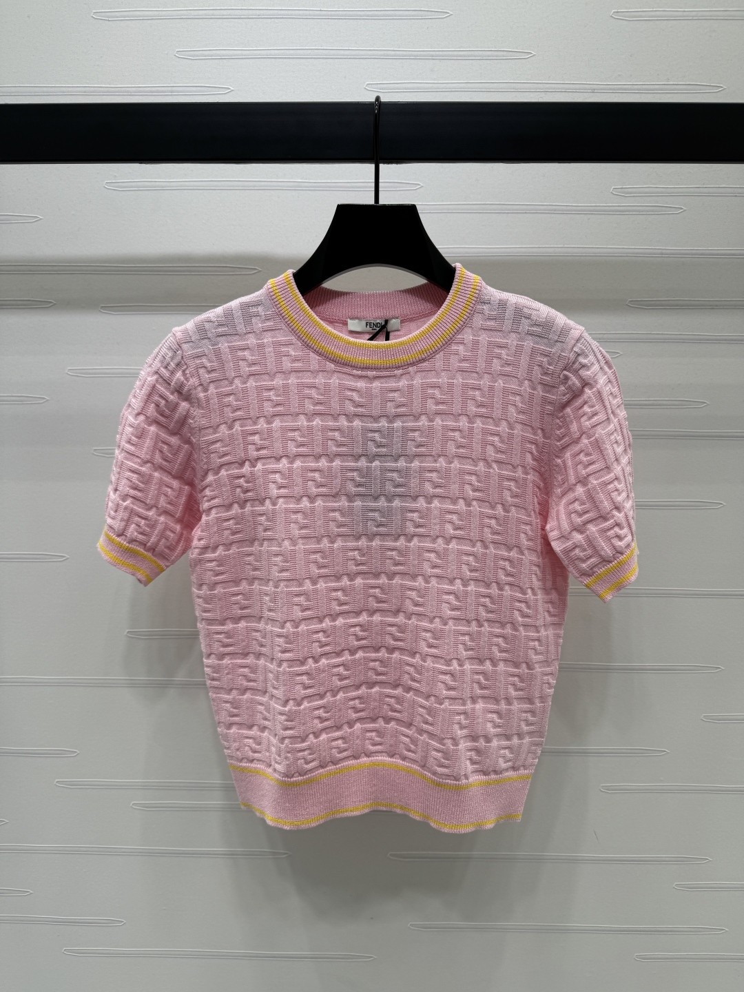 FEND25SS Crew Neck Embossed Knit Short Sleeve