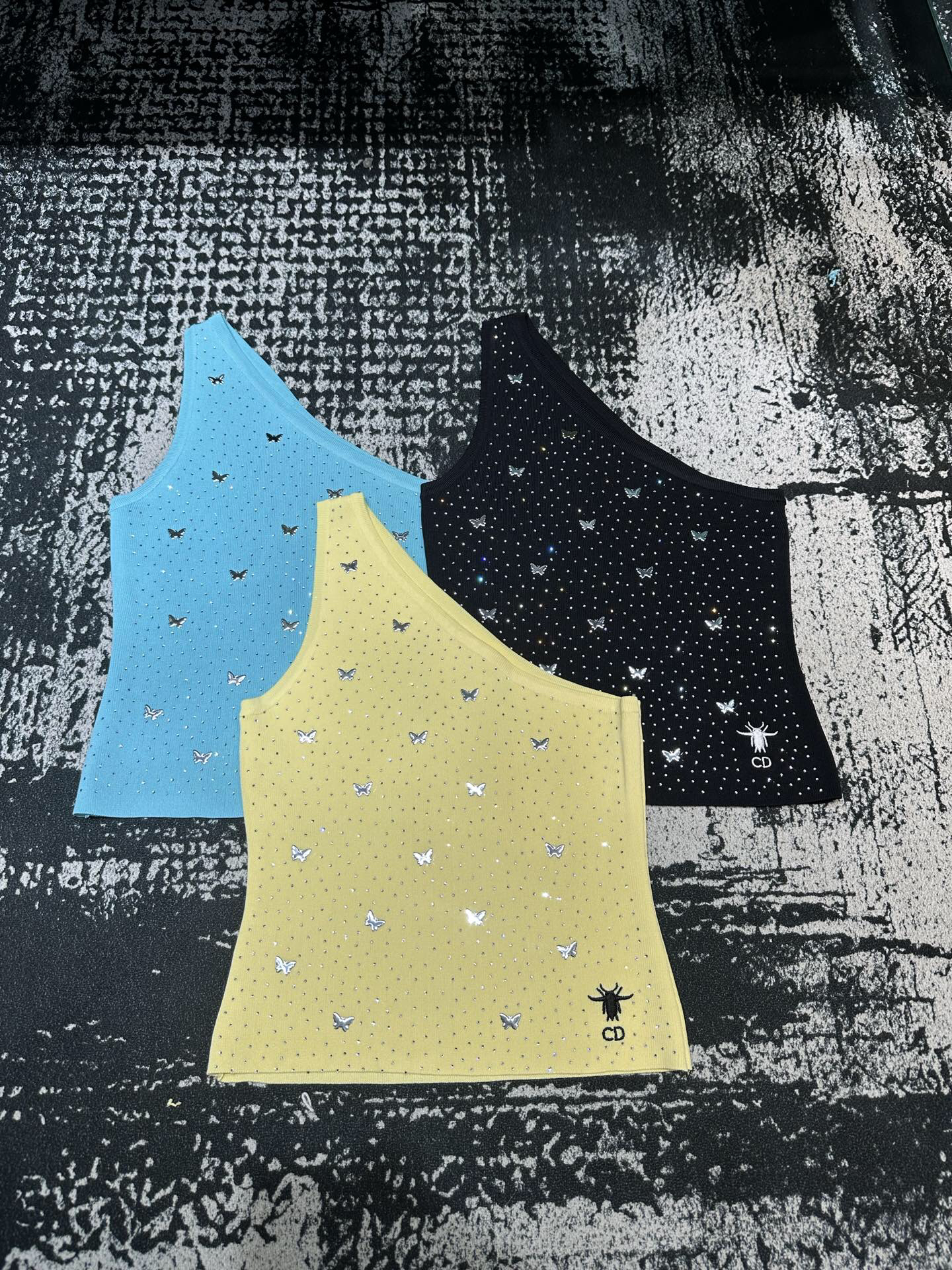 DOR25 summer new full hot diamond heavy section slant shoulder undershirt