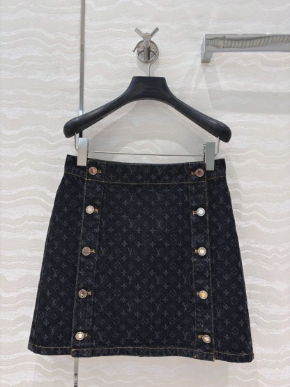 1v Denim Aged Half Skirt