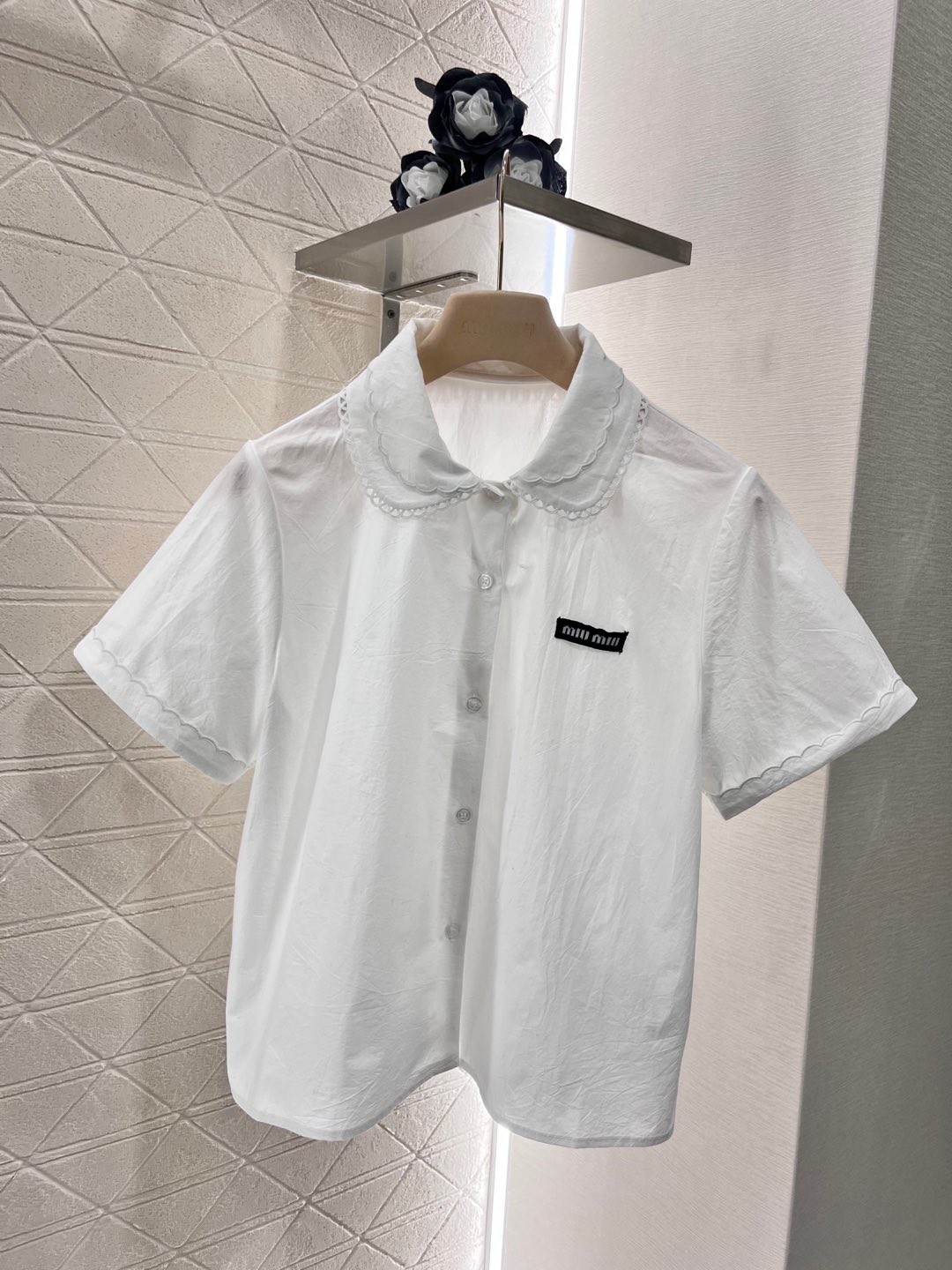 Miu Black Label White Lace Short Sleeve