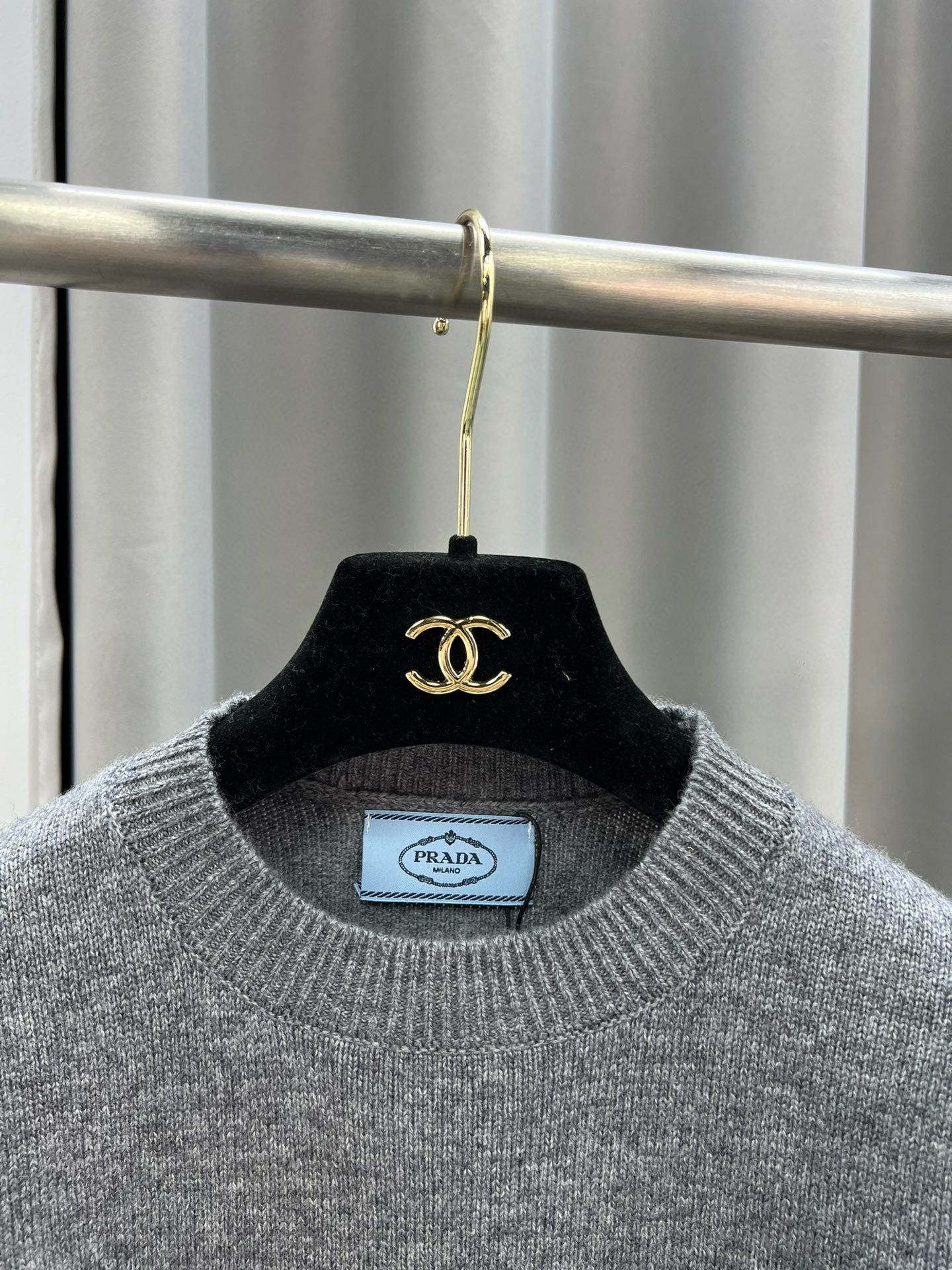 Prad Cashmere Letter Knit Short Sleeve