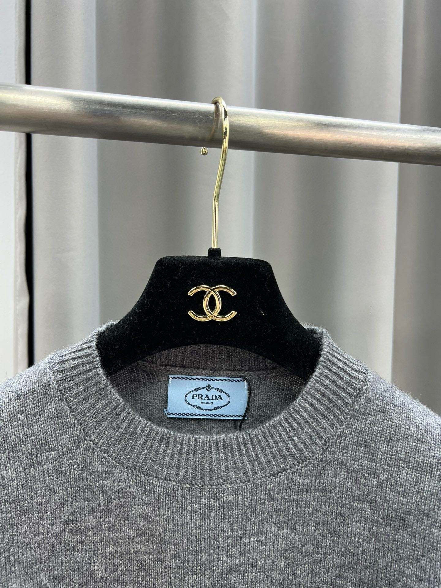 Prad Cashmere Letter Knit Short Sleeve