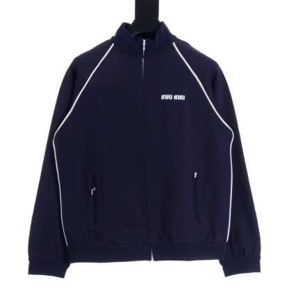 Miu Nylon Fleece Stand-Up Jacket Coat