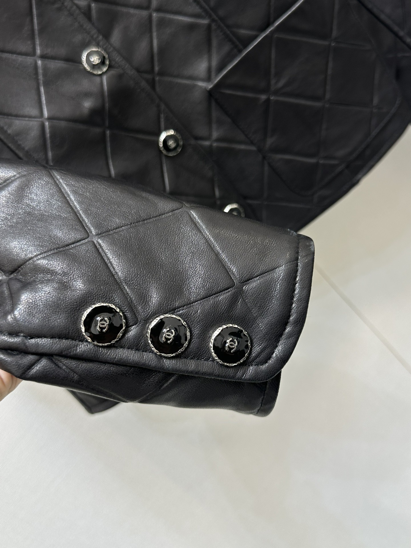 CHNEL Big Stock Black Leather Jacket