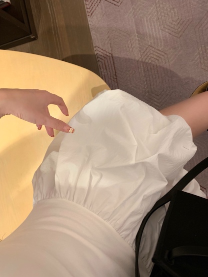 DIO25SS Embroidered Hem Patchwork Puffy Dress