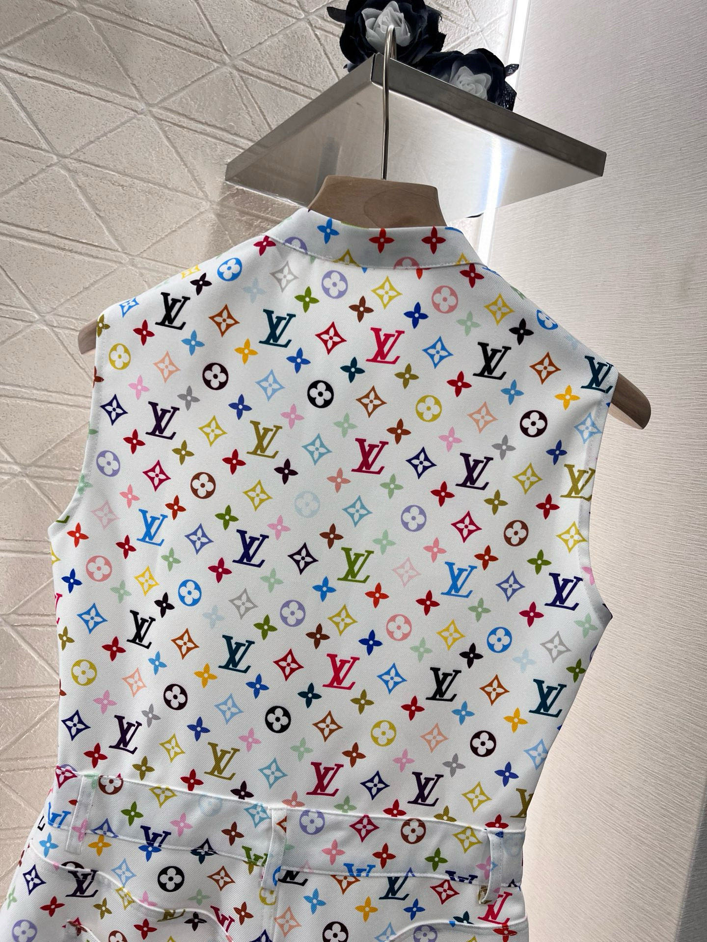 Louis Vuit2025SS Printed Zip Leather Tag Vest Dress